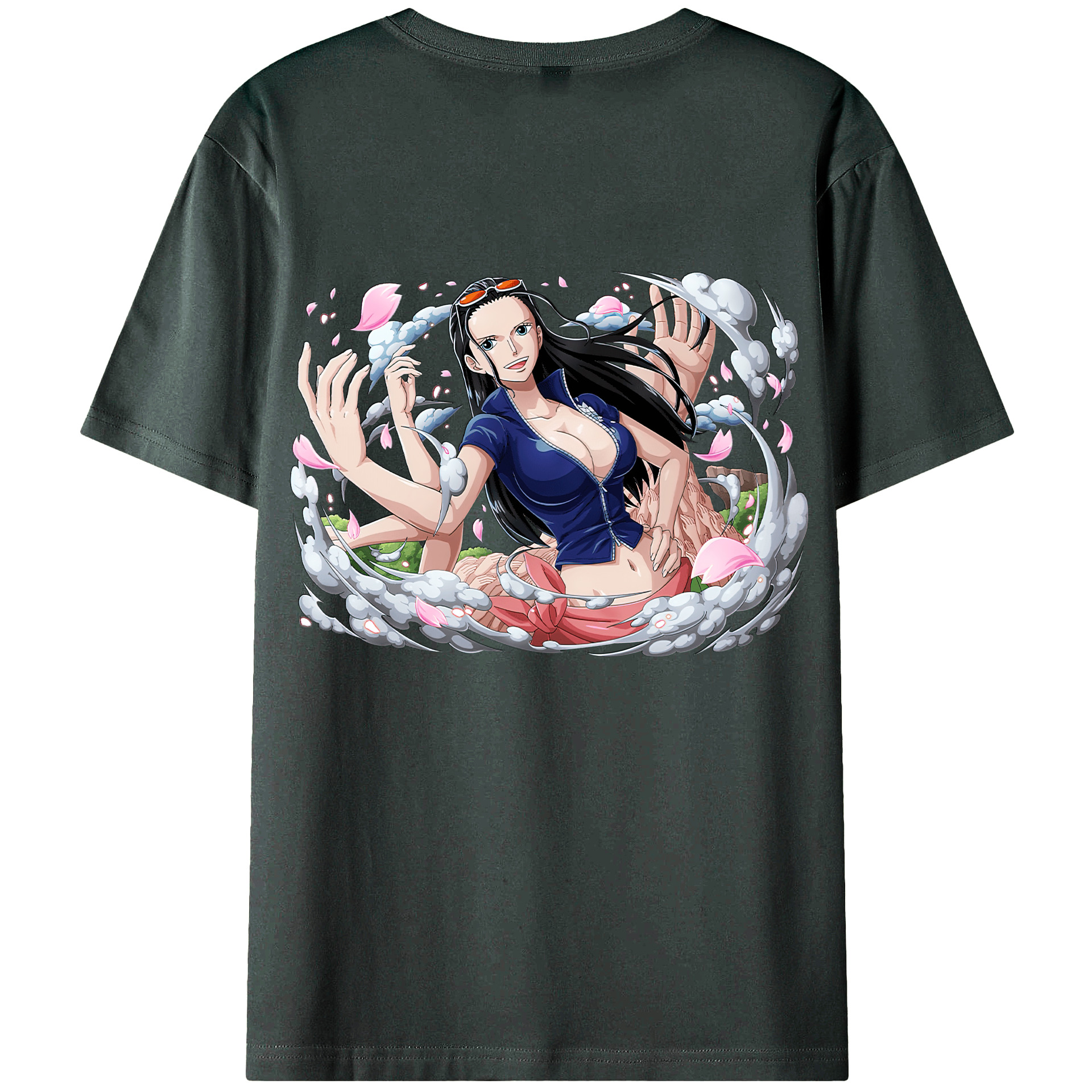 ワンピース ニコ・ロビン ONE PIECE Nico Robin 綿100％ メンズ半袖Tシャツ（バックプリント） 通気性